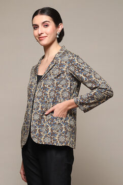 Brown Viscose Straight Printed Jacket image number 2