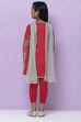 Red Cotton Girls Straight Kurta Legging Suit Set image number 6