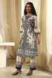 Beige and Brown Pure Cotton Printed Kurta Set image number 3