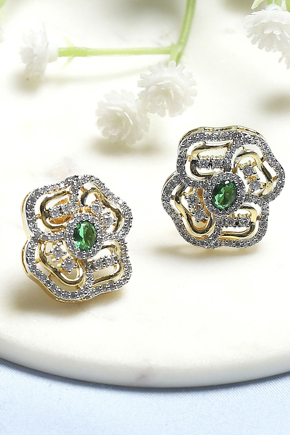 Green Gold Brass Hoops image number 0