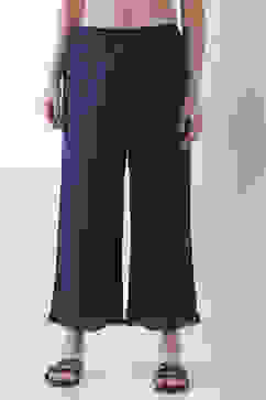 Blue Cotton Straight Palazzos image number 4