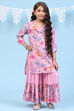 Pink Rayon Straight Printed Kurta Set image number 0
