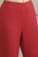 Red Art Silk Straight Kurta Slim Pant Suit Set image number 2
