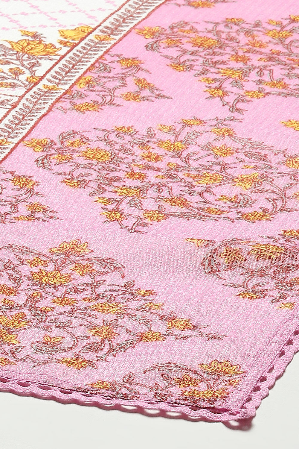 White Cotton Blend Gathered Kurta Suit Set image number 3