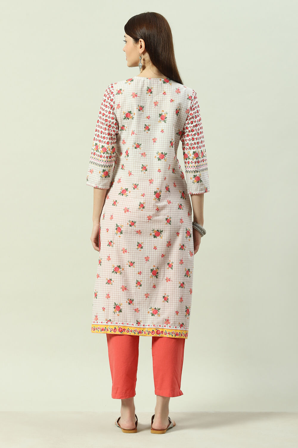 White Cotton Straight Kurta image number 4