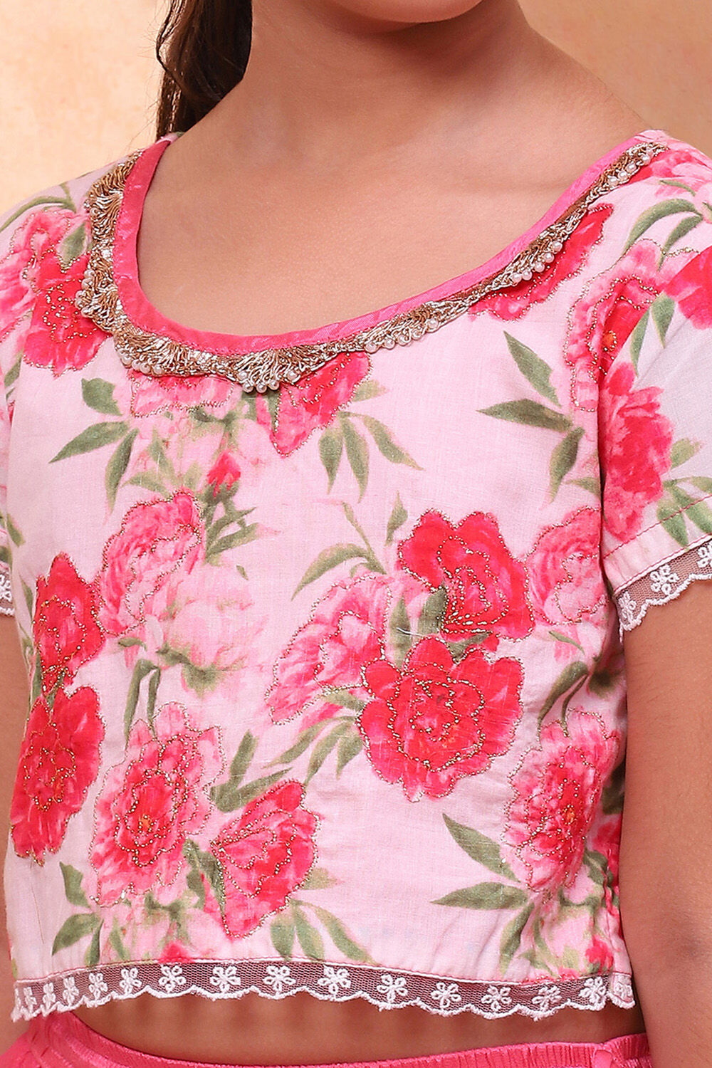 Green Floral Festive Flared Lehenga Set image number 1