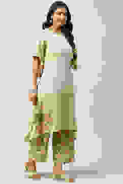 Mud Ochre LIVA A-Line Solid Kurta Set image number 5