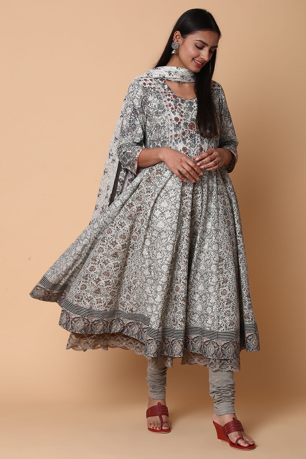 Grey churidar clearance
