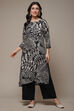 Black LIVA Straight Printed 2 Piece Set image number 1