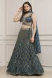 Teal Cotton Blend Dyed Lehenga Set image number 3