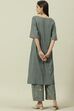 Grey Printed Cotton Straight Kurta Palazzo Suit Set image number 4