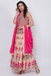 Peach Floral Lehenga Set image number 3