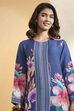Blue Nylon Viscose Floral Printed Co-ord Set image number 1