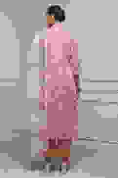 Pink Cotton Hand Block Print Unstitched Suit Set image number 5