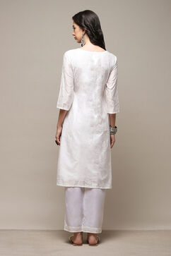 White Chanderi Digital Print Unstitched Suit Set image number 5