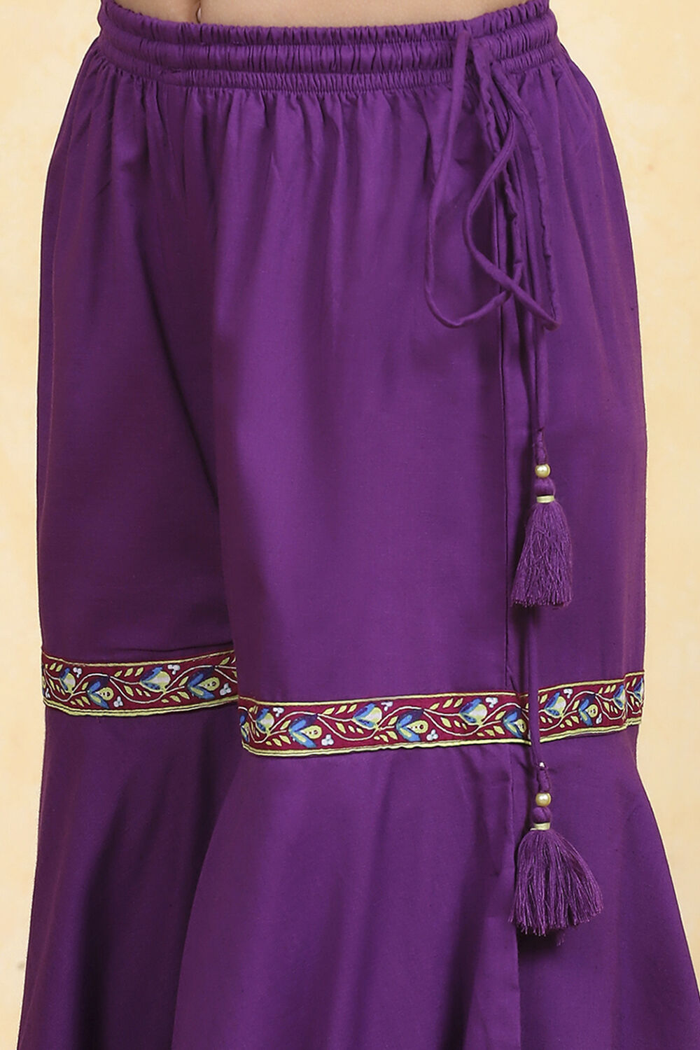 Purple Cotton Printed Straight Sharara Suit Set image number 2