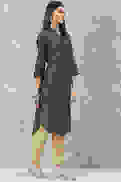 Wine Poly Viscose Straight Printed Kurta image number 3