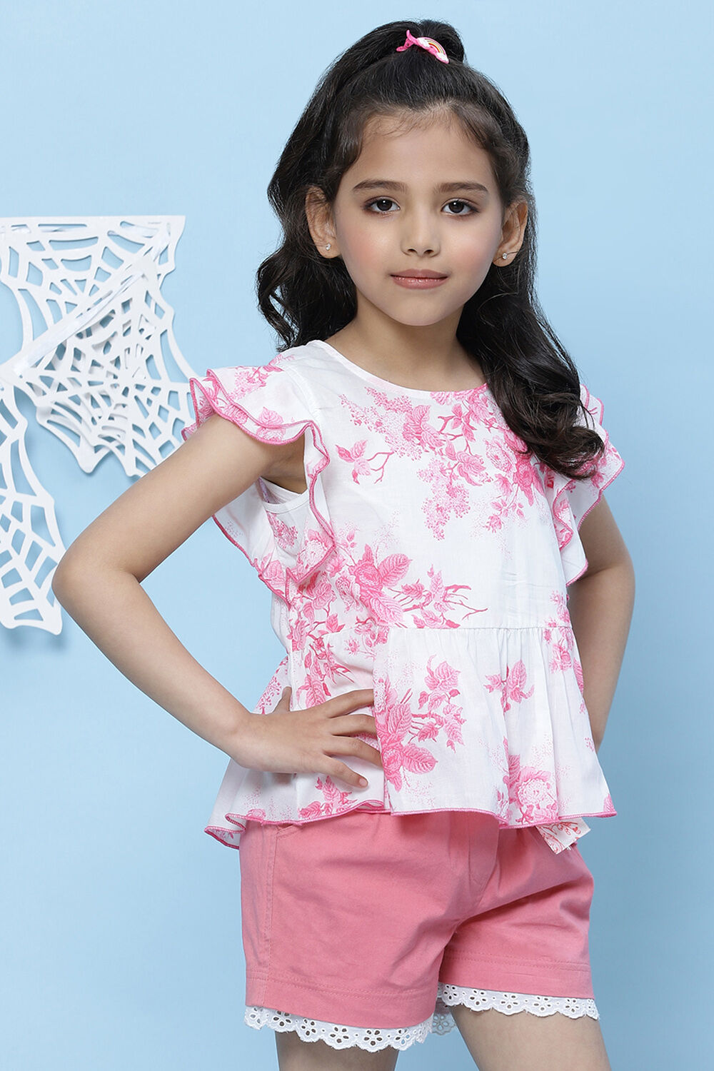 White Cotton A-Line Printed Top image number 3