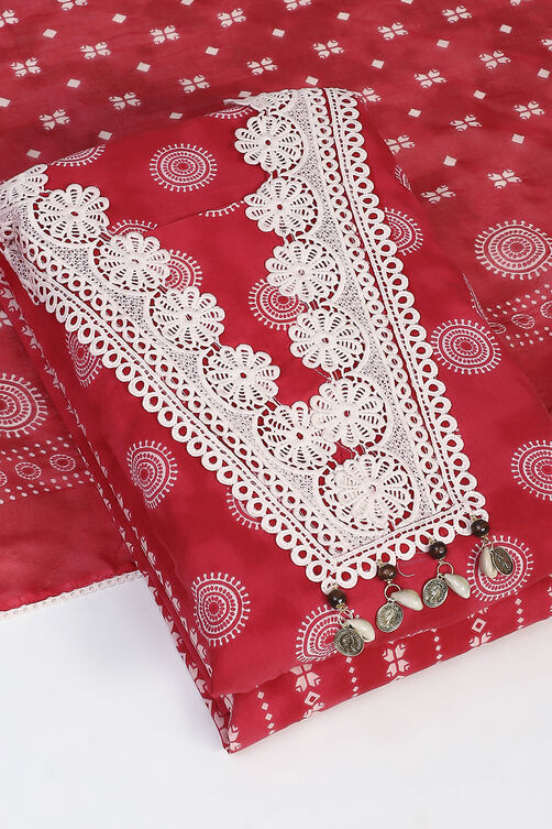 Indigo Cotton Unstitched Suit Set image number 5