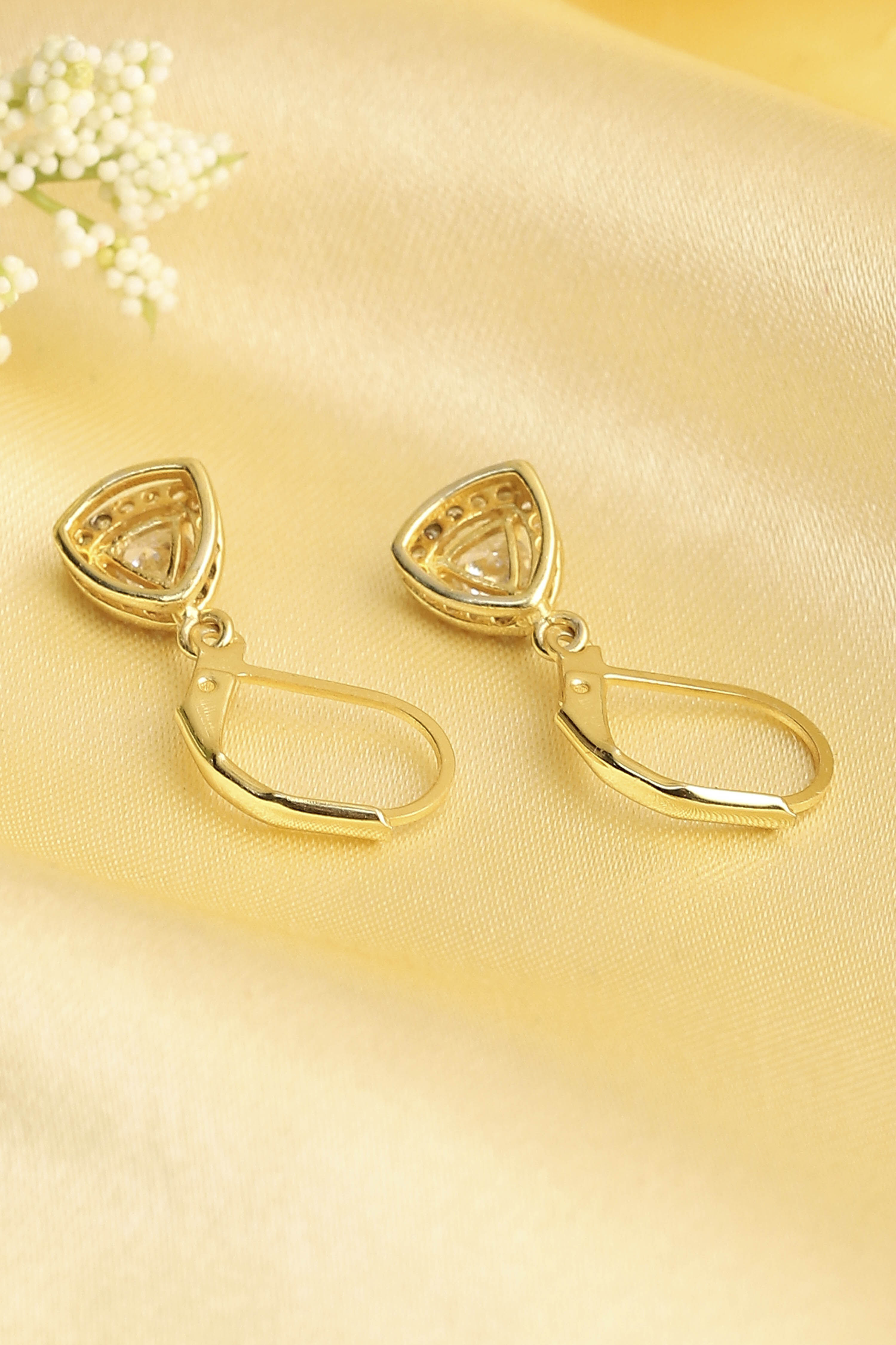 Gold Plated Brass Stone Studded Drop Earrings image number 2