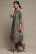 Earthy Green Viscose Straight Kurta Pants Suit Set image number 5