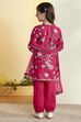Pink Floral Printed Straight Cotton Kurta Set image number 5