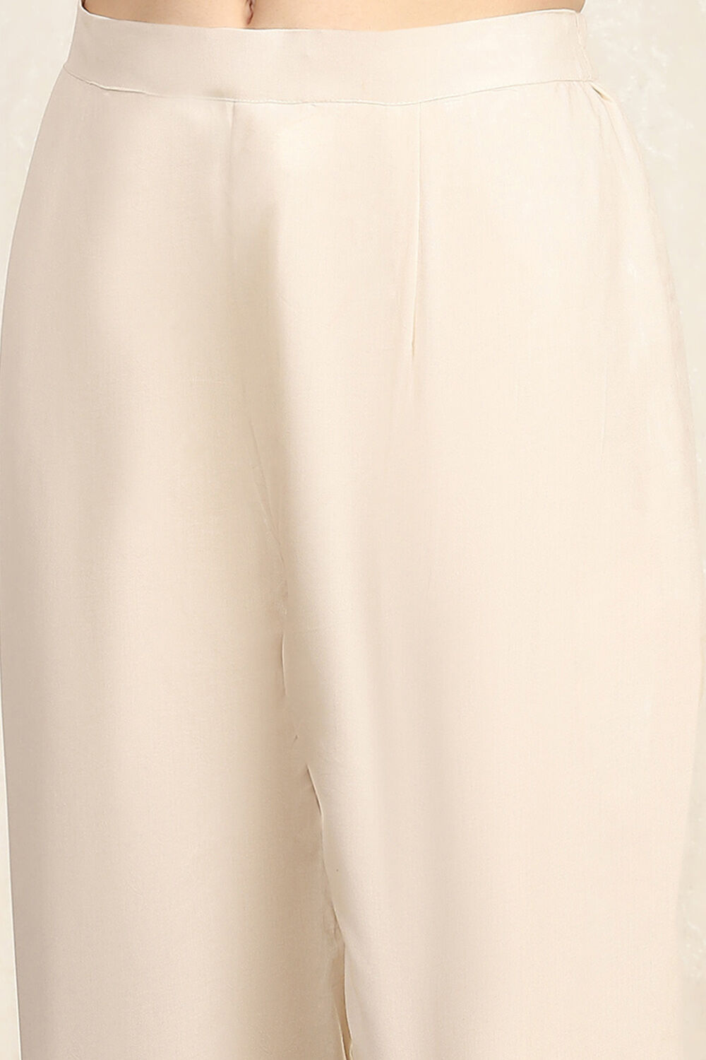 Cream Linen Blend Unstitched Suit Set image number 3