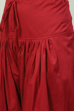 Cherry Red Cotton Straight Kurta Salwar Suit Set image number 2
