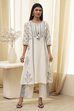 Off-White Pure Cotton Printed A-line Kurta Set image number 6