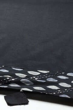 Black Cotton Straight Kurta Palazzo Suit Set image number 3
