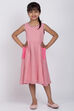 Pink Cotton Flared Printed Dress image number 2