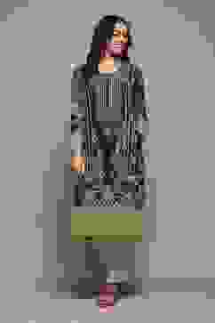 Navy Poly Cotton Straight Yarndyed Kurta image number 0