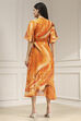 Mustard Yellow Printed Flared Dress image number 3