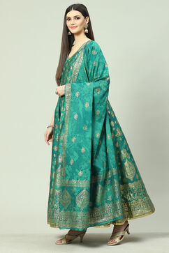 Green Anarkali Kurta Churidar Suit Set image number 5