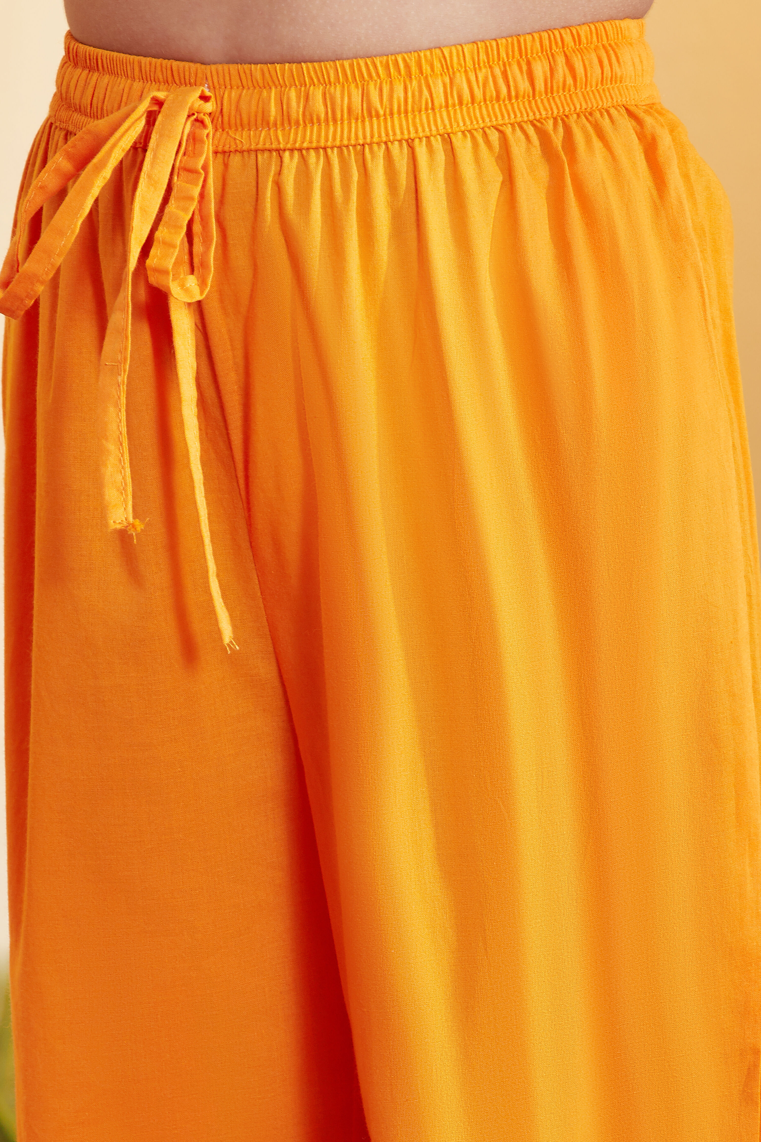 Yellow Cotton Embellished Anarkali Kurta Set image number 2