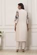 Beige Cotton Floral Printed Straight Kurta Set image number 4