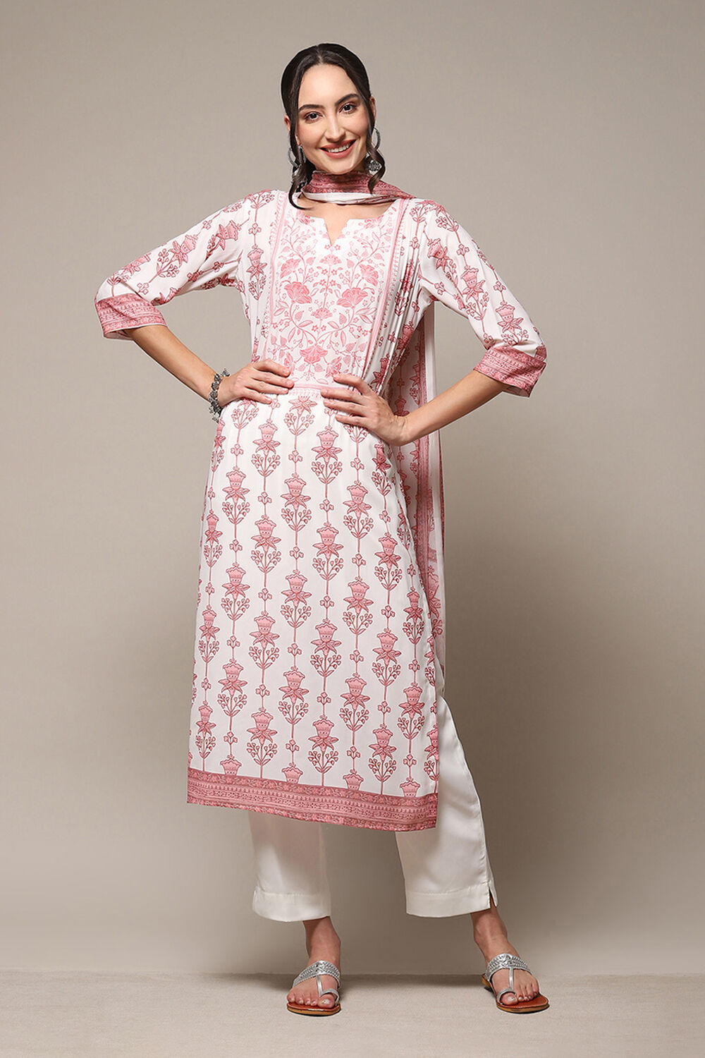 Indigo Chanderi Silk Unstitched Suit Set image number 8