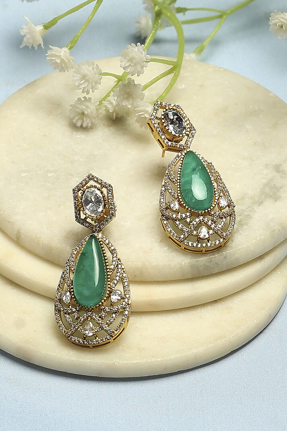 Green Brass Drop & Danglers image number 0
