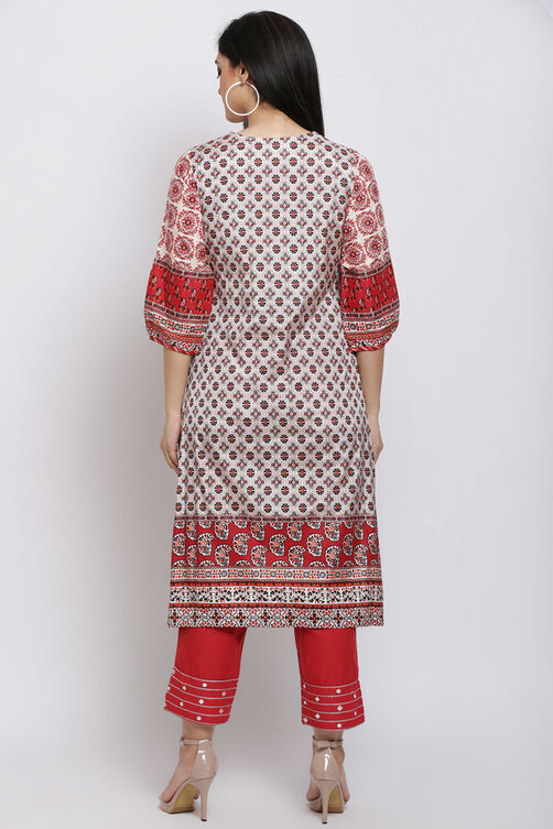 Green Viscose A-Line Printed Kurta image number 5