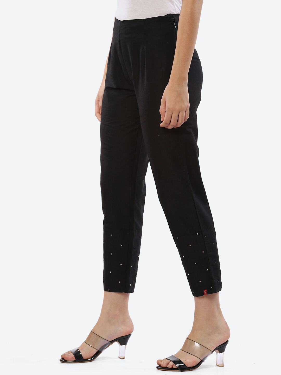 Black Poly Viscose Pants image number 2