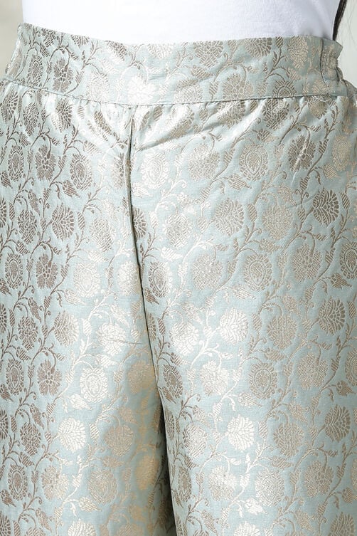 Sage Green Metallic Cotton Kurta Pants Set image number 2