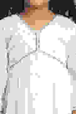 White Cotton Solid Anarkali Suit Set image number 1