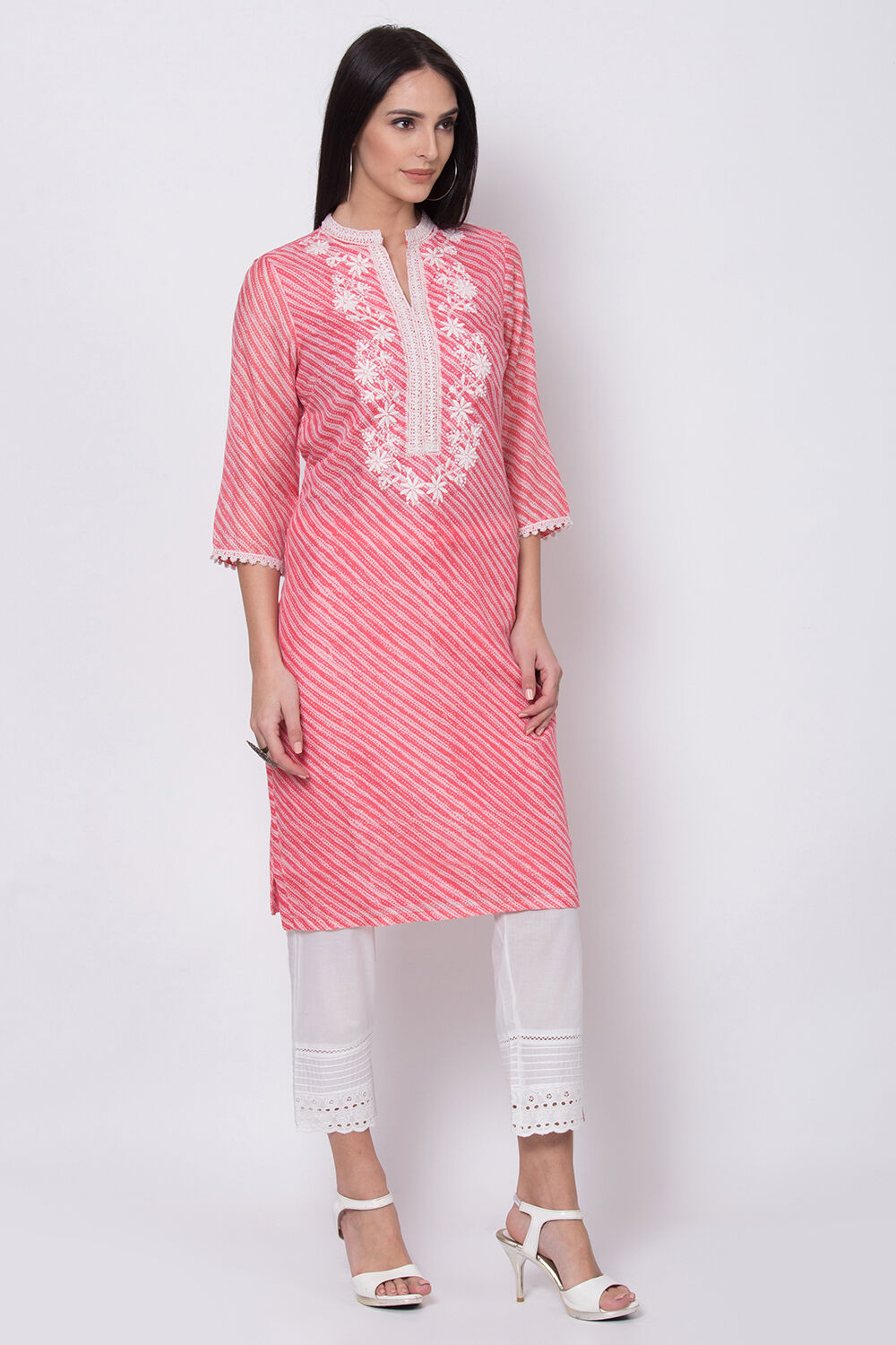 Peach Straight Kurta image number 3