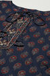 Indigo Cotton Hand Block Print Unstitched Suit Set image number 5