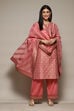 Blush Pink Cotton Blend Straight Yarndyed Kurta Palazzo Suit Set