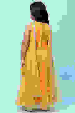 Yellow Poly Chanderi Printed Tasseled Lehenga Set image number 5