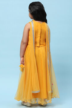 Yellow Nylon Straight Lehenga Set image number 5