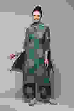 Dark Green Cotton Straight Kurta Palazzo Suit Set image number 7