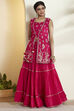 Red Embroidered Gathered Lehenga Set with Jacket image number 7