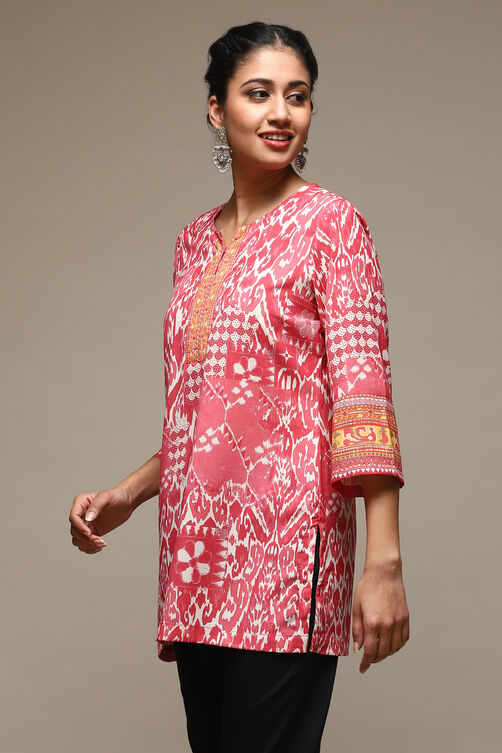 Teal Cotton Blend Printed Kurti image number 2